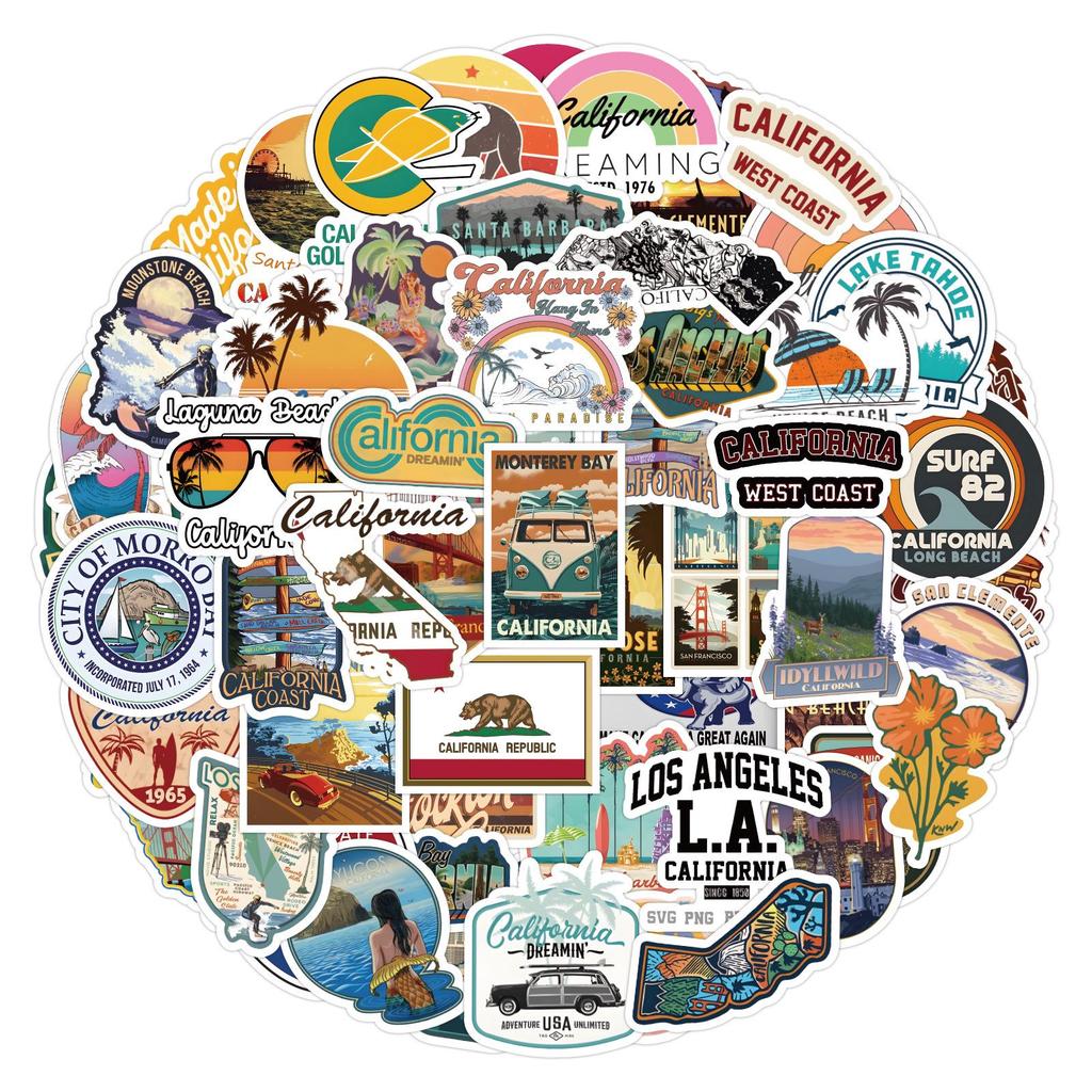 60 California Coast Graffiti Stickers: Trendy Scenery Decor for Phone & Computer