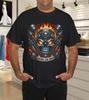 Ride or Die Mechanical Skull Flames Biker Engine Graphic T-Shirt