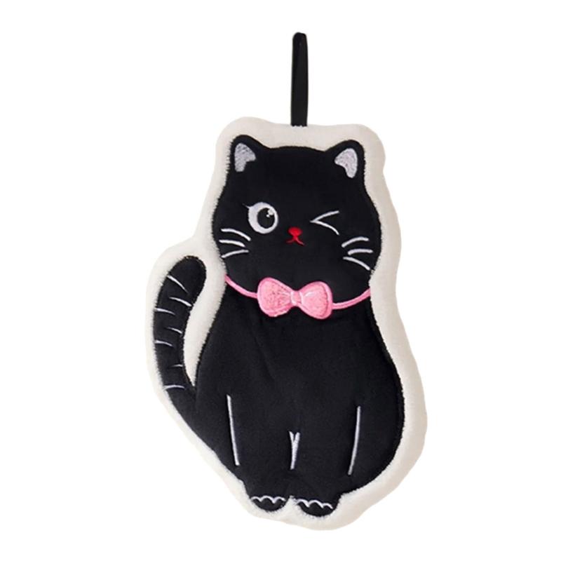 

Kids Hand Towel With Two Layers Absorbent Wall Mounted Bathroom Towel Soft Cats Shape for Children Hygienic Habits