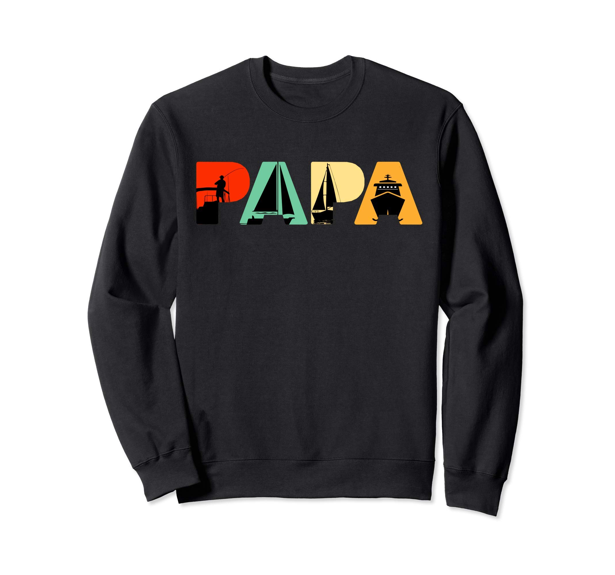 

Retro Boat Funny Vintage Dad Boat Gift Sweatshirt Dad, чорний