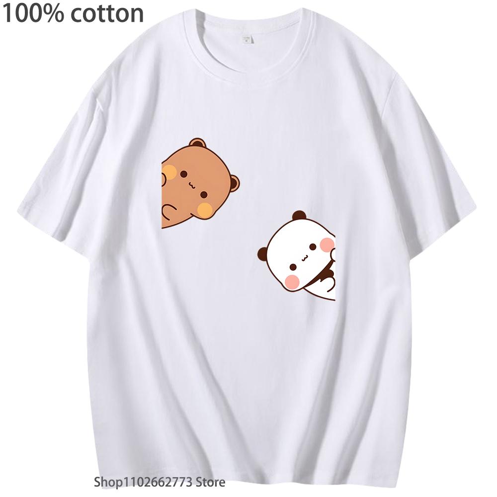 Bubu Dudu Shirt Couple Tops Cartoon Panda Bear Women Men Summer T-Shirts Kawaii Cotton Tshirt Korean Tees Harajuku