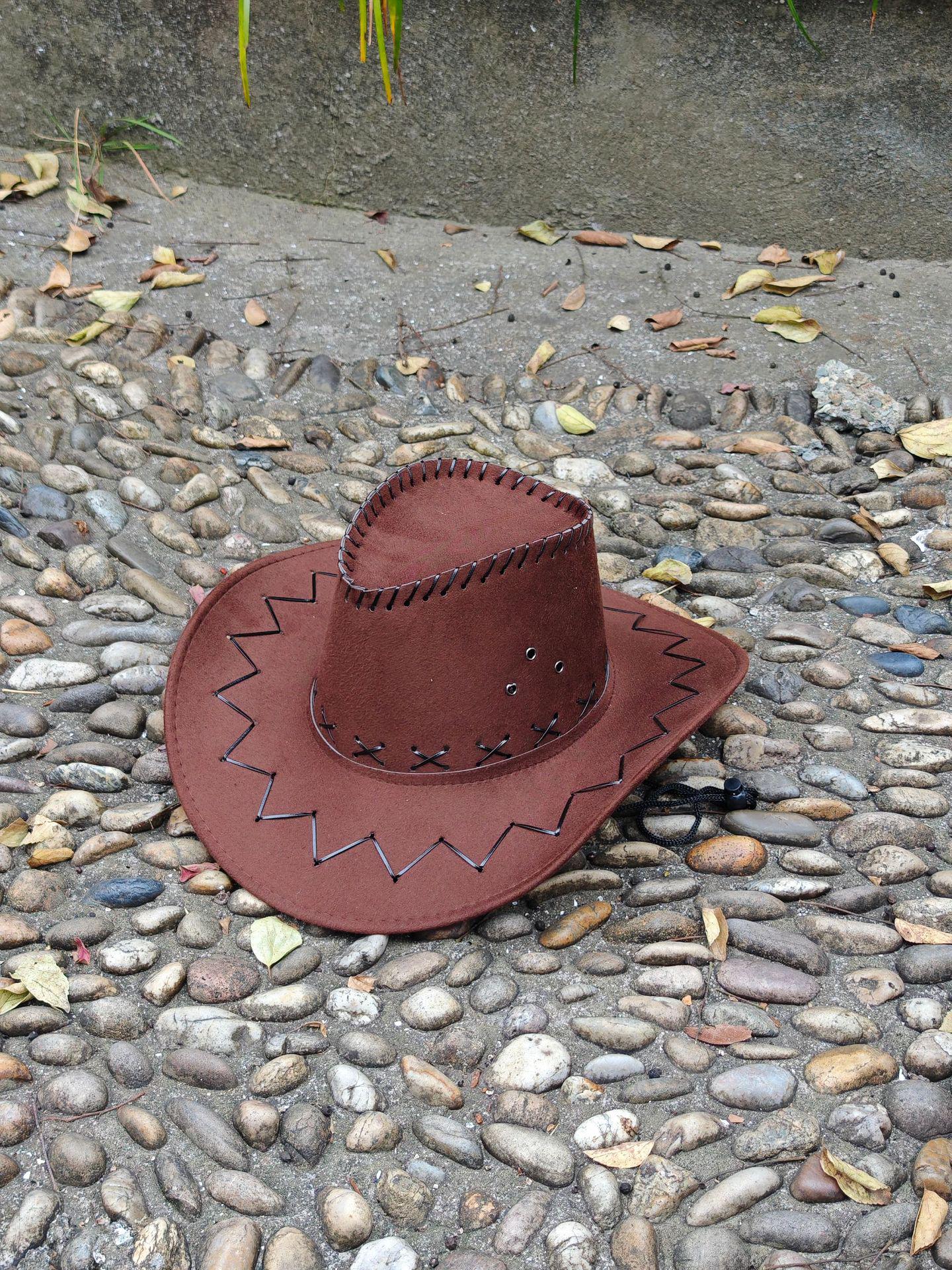 

Suede Wide Brim Cowboy Hat: Outdoor Sun Protection & Windproof for Men & Women Medium