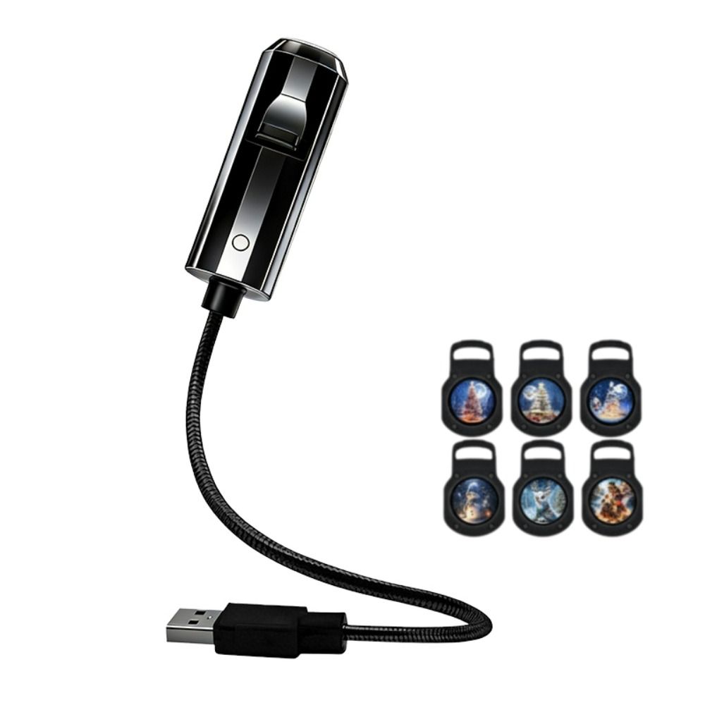 Flexible Neck USB Plug Projection Lamp 360 Degree Rotating Night Light Halloween