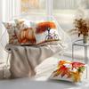 Home Decor Autumn Leaves, Pumpkins & Lanterns Pillow Covers Pattern Cushion Cover Suitable For Sofa Bedroom Car Pillow Cover