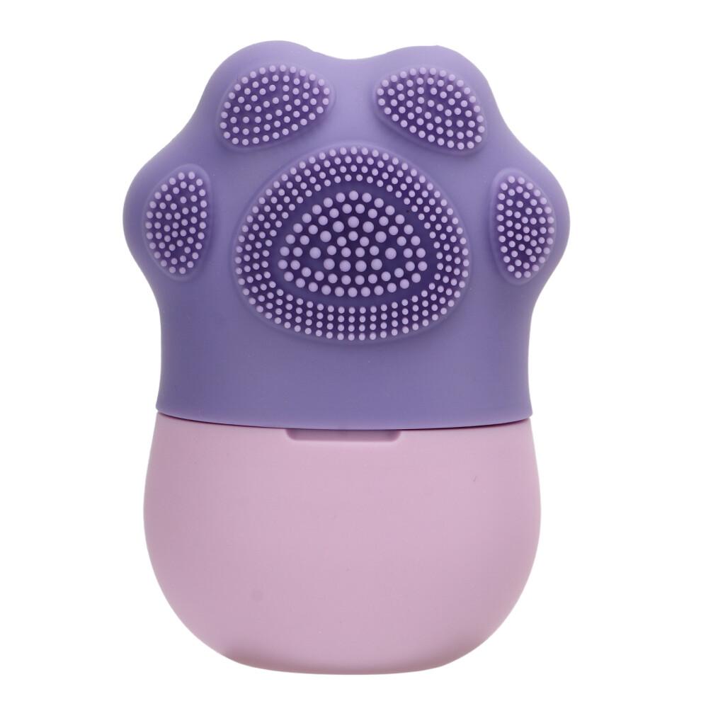 Ice Face Roller Cold Ice Mold Holder Silicone Reusable for Face Beauty DIY Facial Care Purple Cat Claw with Comb