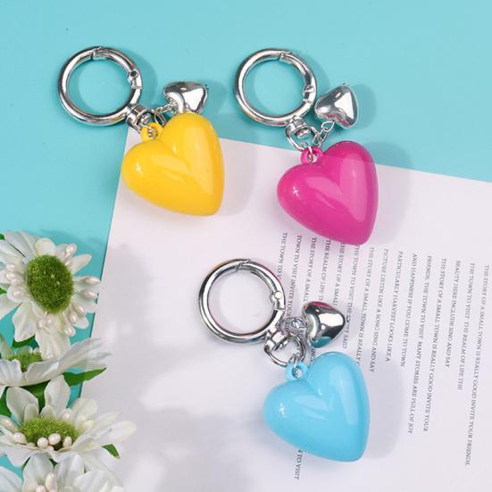 Keychain Pendant Metal Spring Buckle Smooth Open Close Mini Glossy Resin Heart Charm Key Chain Keys Bags Car