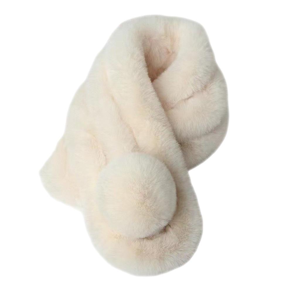 Faux Rabbit Fur Plush Neck Scarf Thicken Double-sided Neck Cover Cute Cross Scarf  Winter