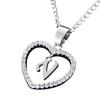 26 Letters Alphabet A To Z Initial Cubic Zirconia Heart Pendant Women Necklace