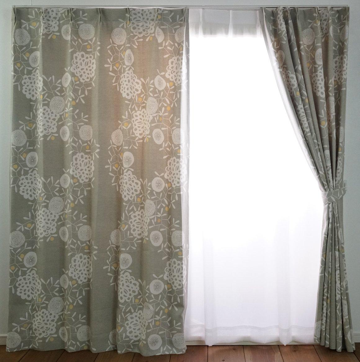 

Suminoe Hanakazari Blackout 100 x 178 1 V1252 Curtains, cm, Gray, Panel, серый