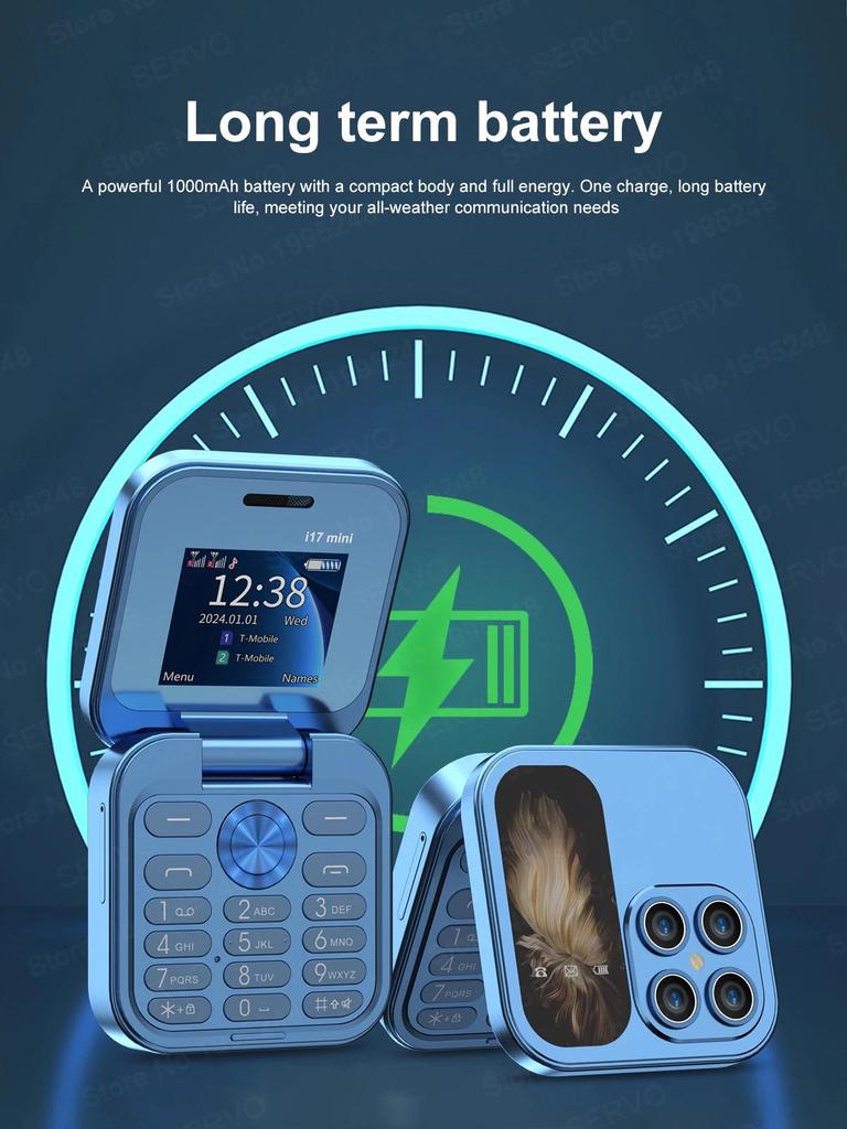 i17Pro Orange Flip Phone: Hot-selling, Foldable, Dual SIM, Dual Standby, Keypad Mini Backup, Multilingual.