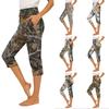 Women's Elastic Waist Casual Capri Pants Slim Fit with Pockets and Side Slits Stretchy Lightweight Bottoms for Everyday Wear