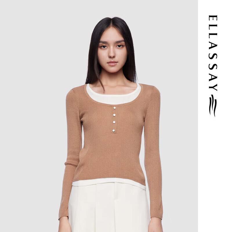 

ELLASSAY Women s Lyocell Blend Round Neck Knit Sweater M