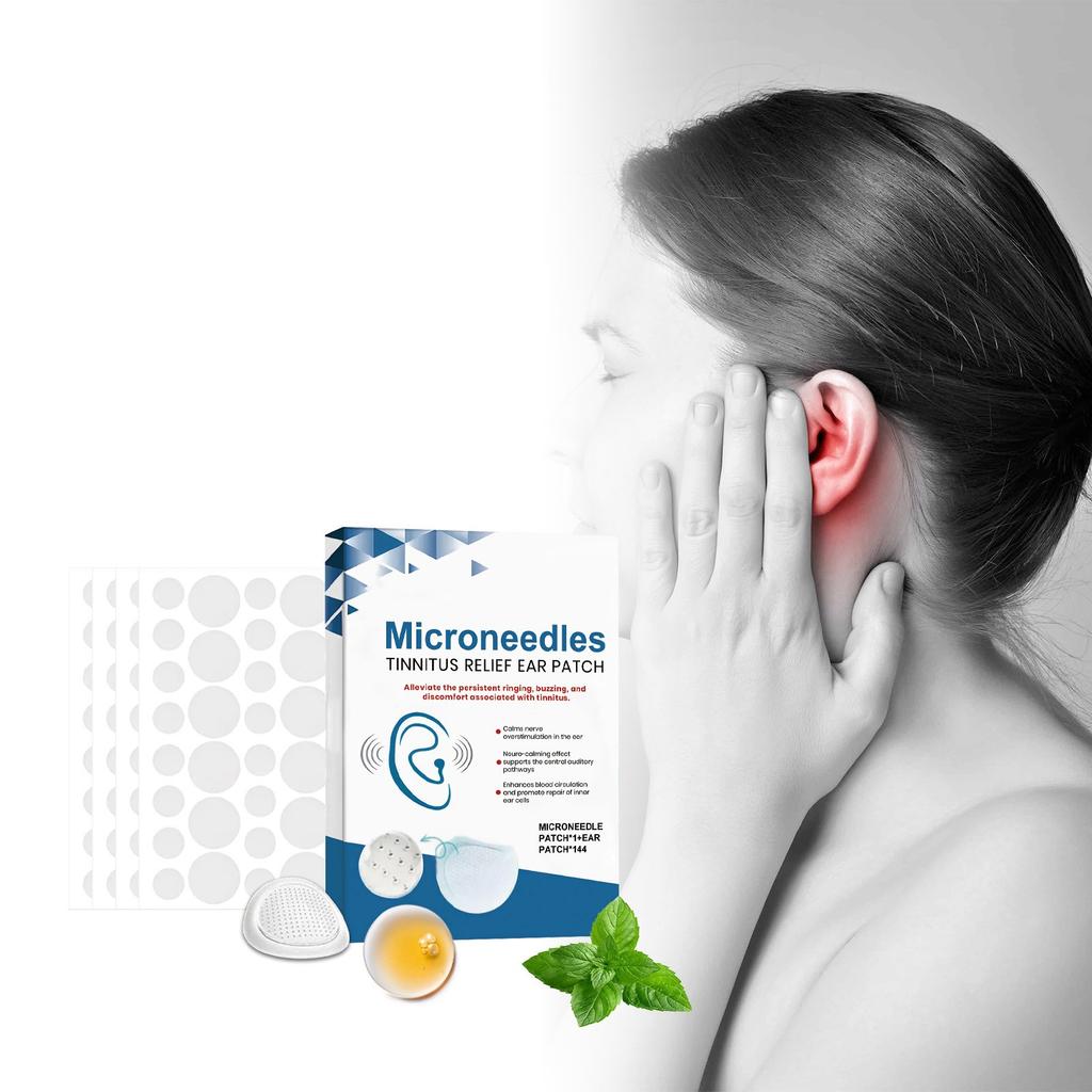Úleva od tinnitu pro zvonění v uších, Náplasti na tinnitus, Přírodní bylinná formulace Náplasti na úlevu od tinnitu MIKROJEHLIČKOVÁ NÁPLAST*1+UŠNÍ NÁPLAST*144