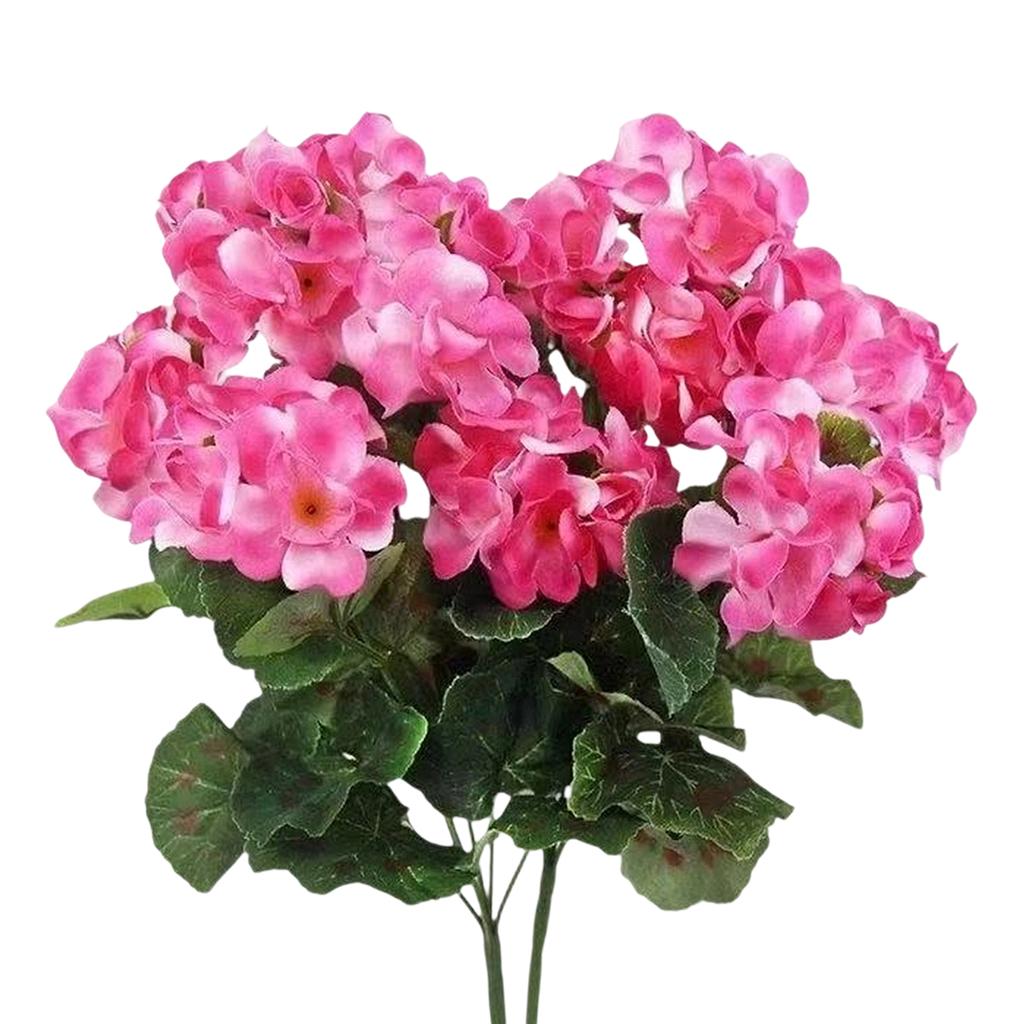 Umělé květiny pro venkovní použití 14'' Červená pelargonie Hedvábné květiny Venkovní UV odolné Zahradní rostliny Keř Falešné květiny Pro domácnost Svatba Kuchyňská dekorace