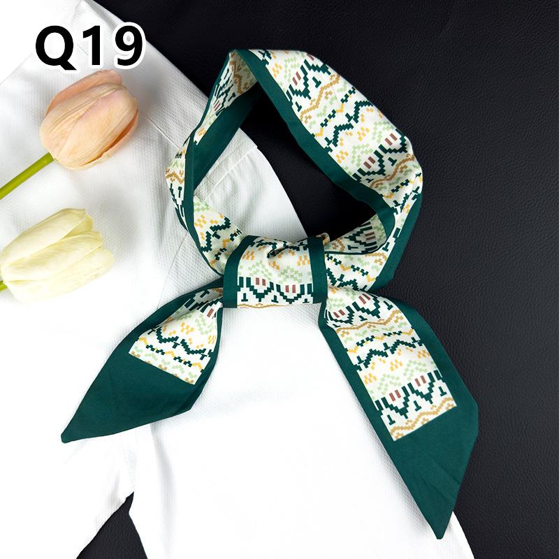 New Long Versatile Silk Scarf Tied Hair Band Bow Letter Floral Streamer Tied Bag Gift Small Silk Scarf