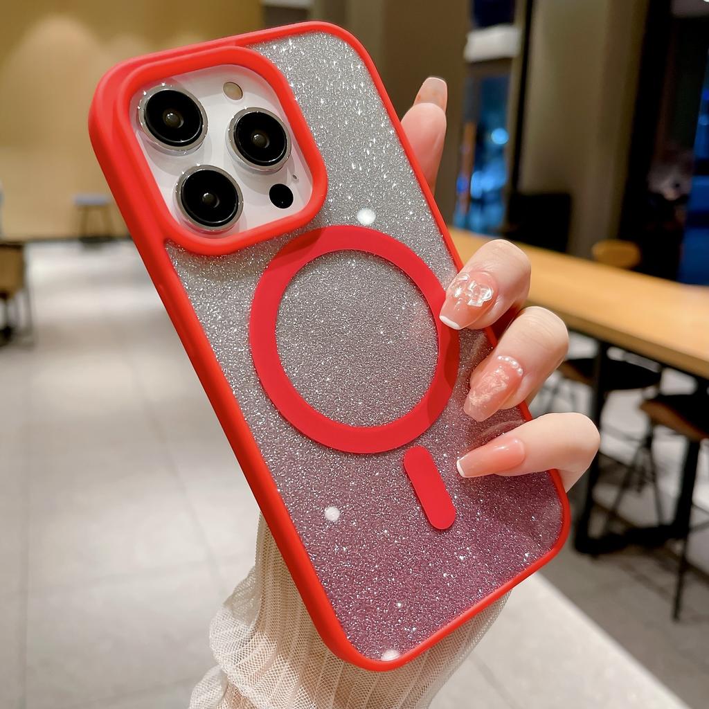 The IPhone16 Is Equipped with An Apple 14/15 Magnetic Phone Case, Featuring A Skin-feel 13promax Glitter 12 Acrylic Drop Resistance