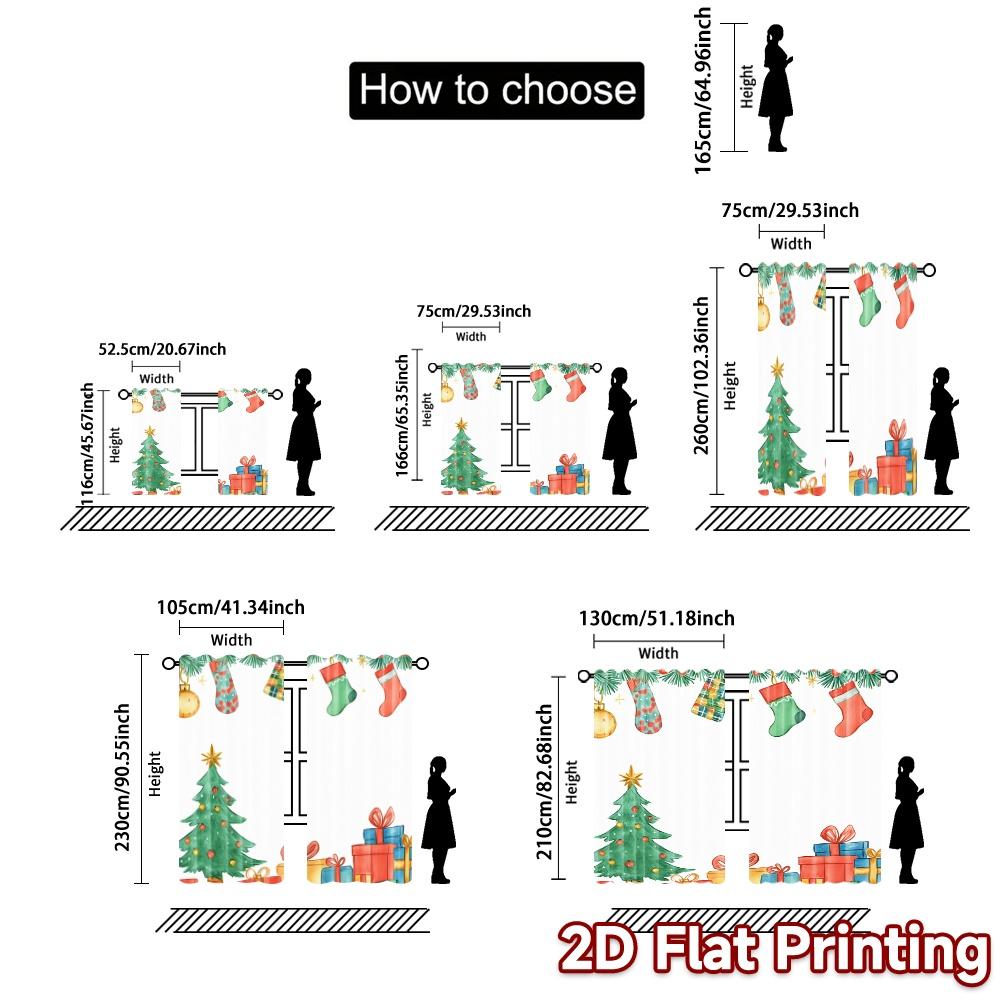 2pcs  Curtains Christmas Tree Gift Stocking Celebration (3) Popular Curtains Versatile Durable Polyester Curtains Festive Perfect