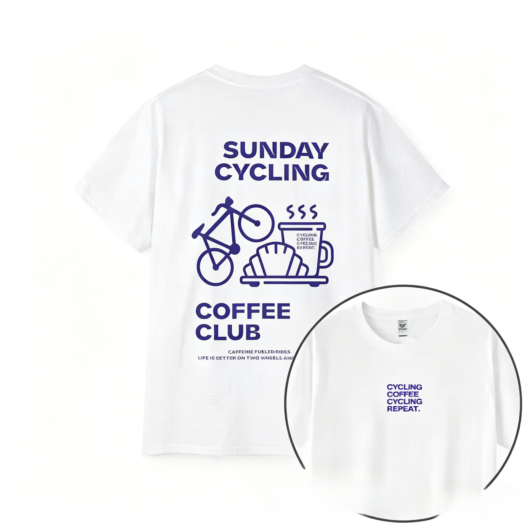 

2026 Sunday Cycling Coffee Club Graphic T Shirt Women Mans Clothing Summer Bicycle High Quality Tshirt Classic Breathable Top S