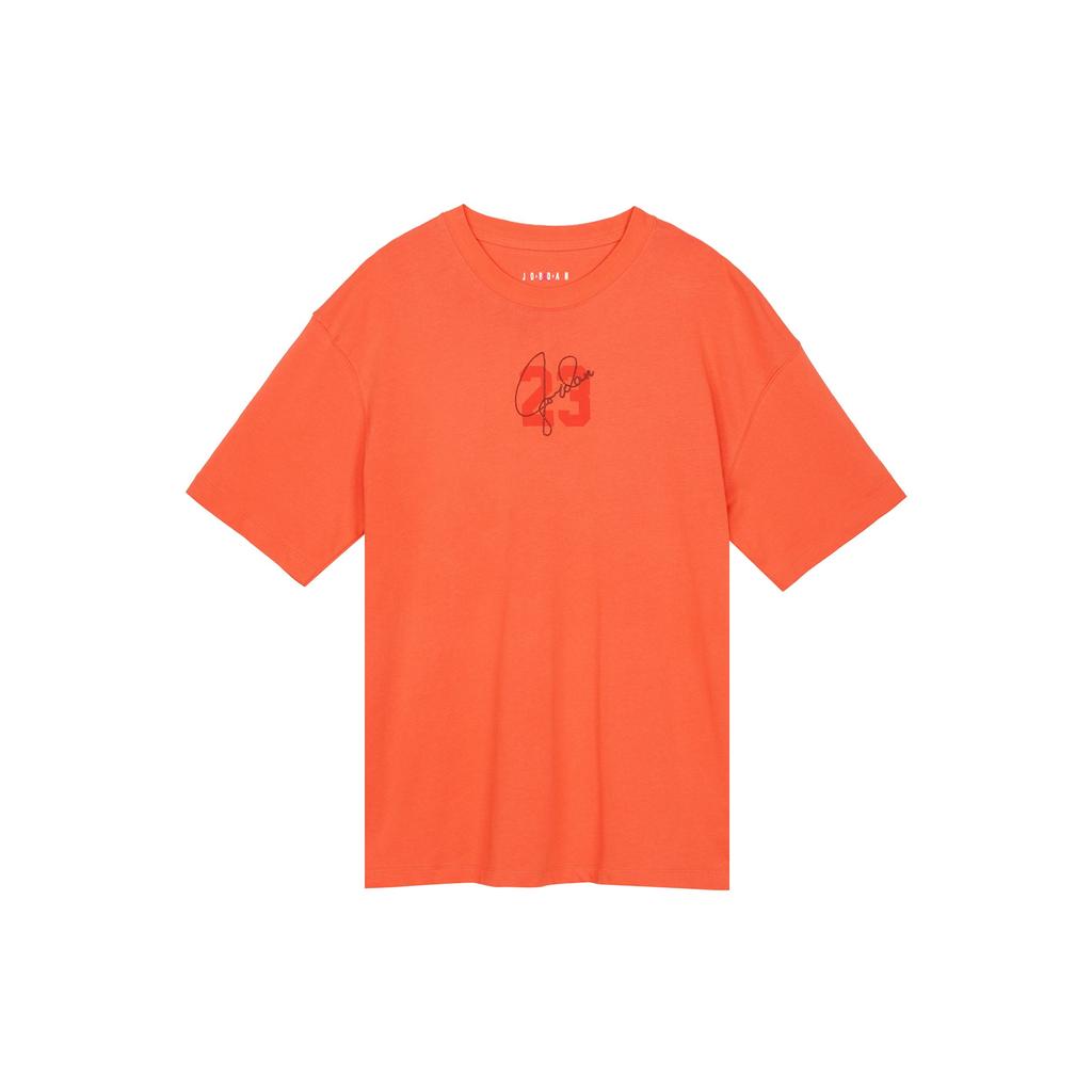 Jordan Essentials Solid Color Logo Print Loose Round Neck Short Sleeve T-Shirt Women Tops Orange DM3245-869