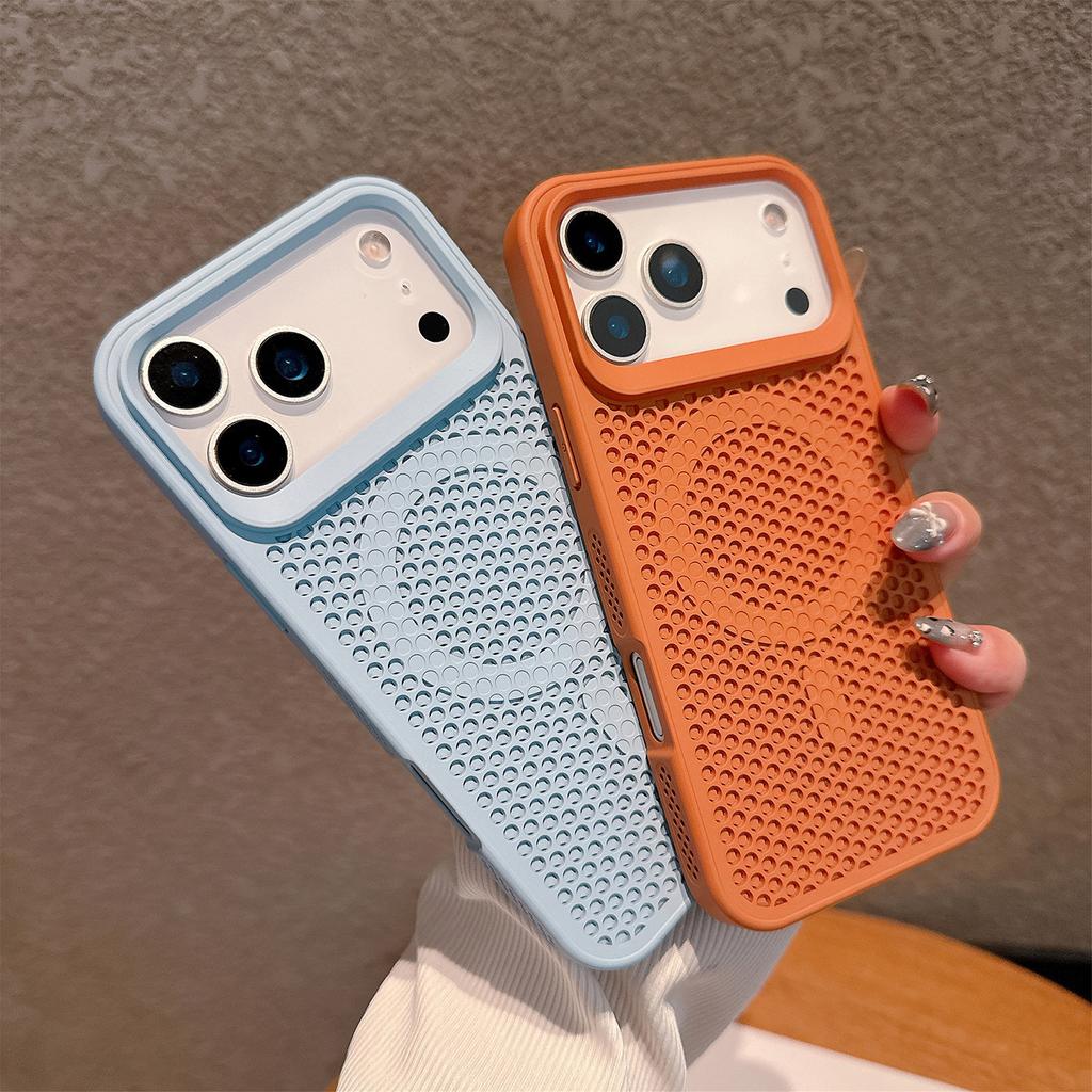 Honeycomb heat dissipation magnetic attraction is suitable for 16promax Apple 17promax mobile phone case iPhone17/16/15 breathable
