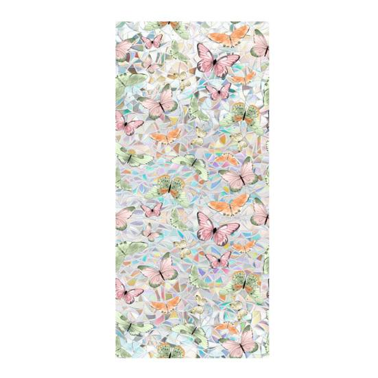 Rainbow Window Privacy Film Waterproof Static Cling Non-Adhesive Flower Pattern Sticker for Home Glass Windows Bedroom Living Room Decor