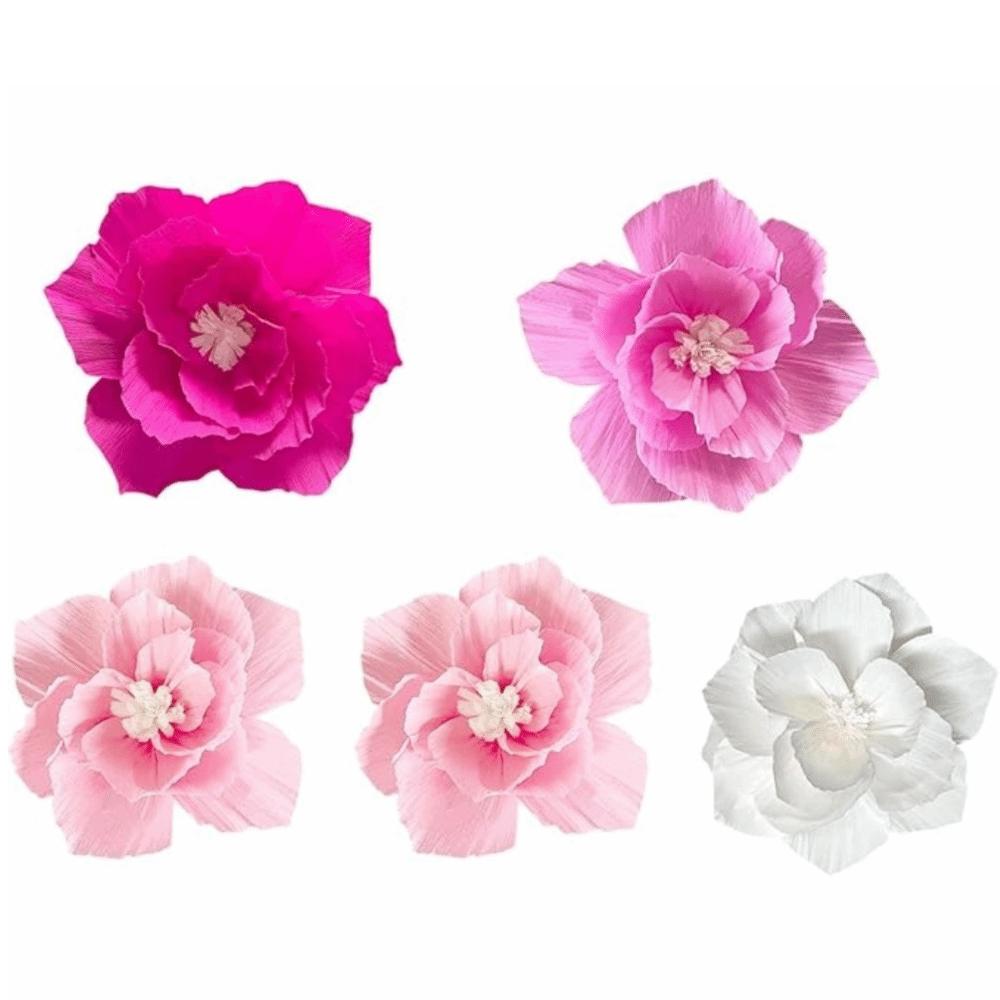 5Pcs Center Decoration Paper Flowers Pink 3D Wall Decoration  Party Decoration