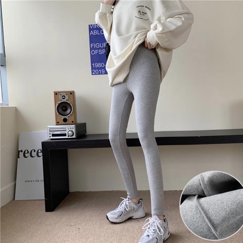 Lamb Wool Leggings Women Wear Autumn and Winter Thin Velvet Long Johns Tight-fitting Velvet Thickened Warm Large Size Nine-point Cotton Pants