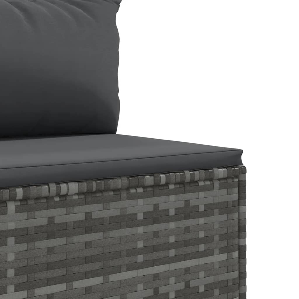 10 Piece Garden Lounge Set with Cushions Grey Poly Rattan