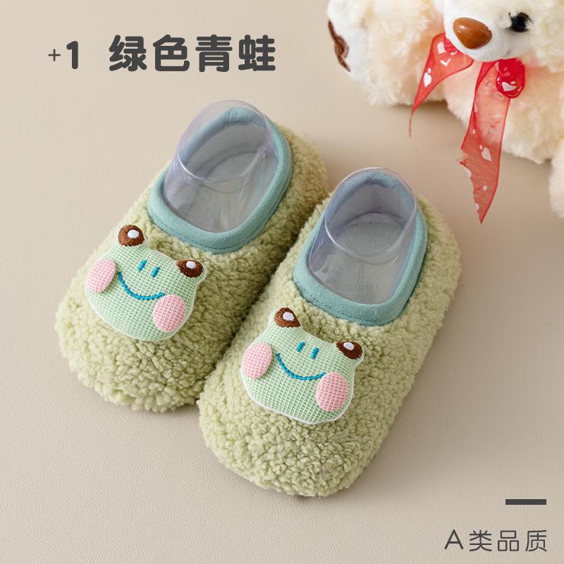 Floor Socks, Children's Autumn and Winter Thick Velvet Baby Walking Shoes, Baby Anti Slip Soft Soled Floor Socks, Early Education Shoe Covers