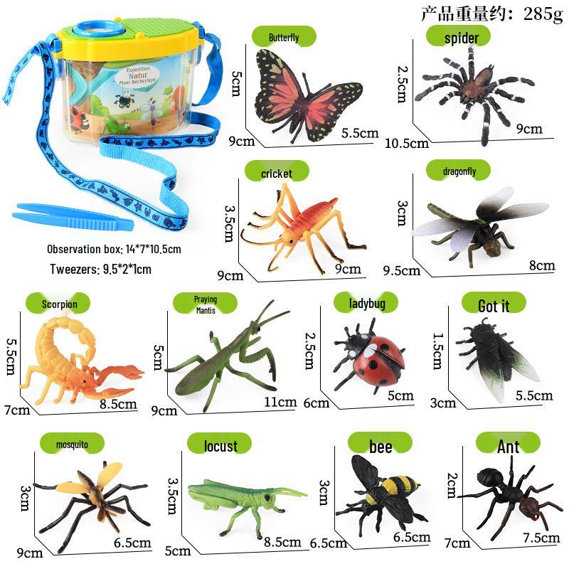 Children s Insect Observation Box: Soft Plastic Butterfly, Mantis, Bee Simulation Set