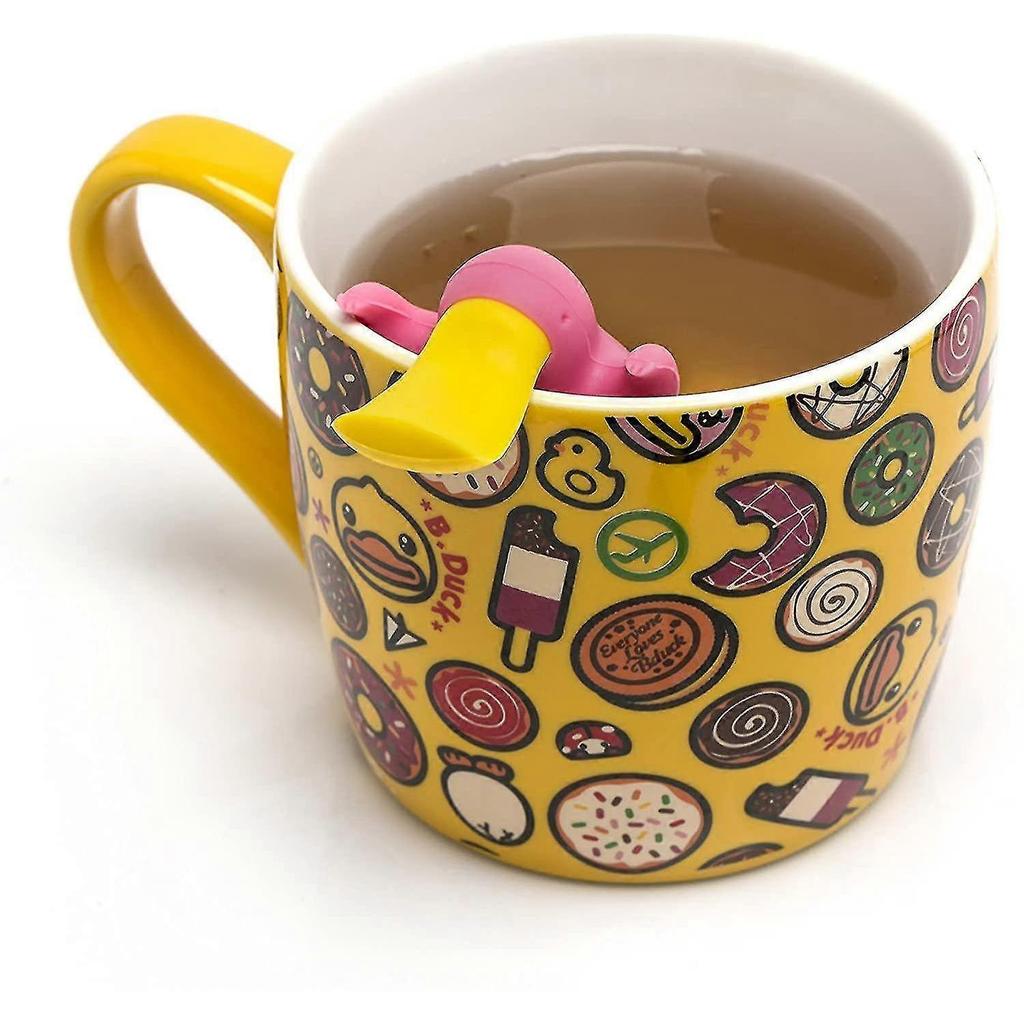 Tea Infuser Loose Tea Gift Set, Cute Platypus Couple Tea Strainer In Lovely Gift Box, Set Of 2, Gray And Pink