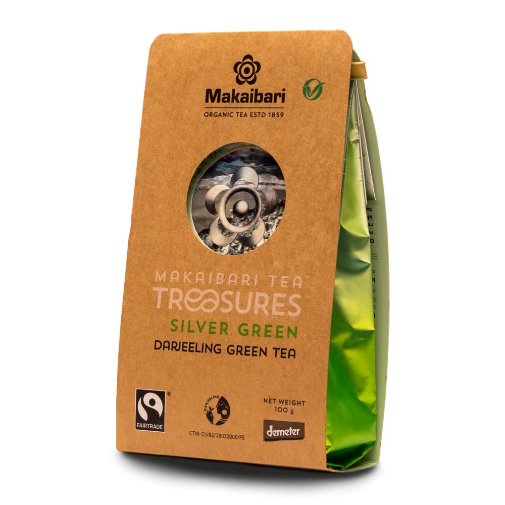 Makaibari Tea Treasures Silver Green Darjeeling Loose Long Leaf Tea USDA Certified Premium Green Tea 100 Gm