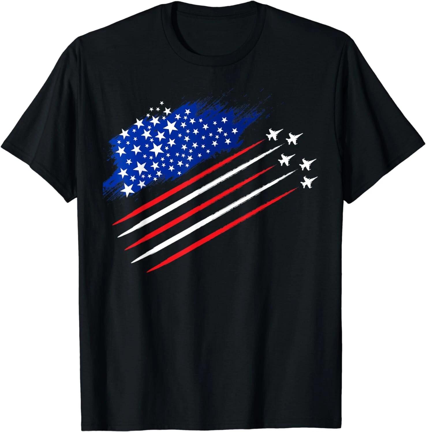 Fighter Jets with USA American Flag 4th of July Patriotic Gift Unisex T-Shirt S