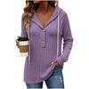 Women's Casual Long Sleeve Hooded V-Neck Loose Fit Top Color