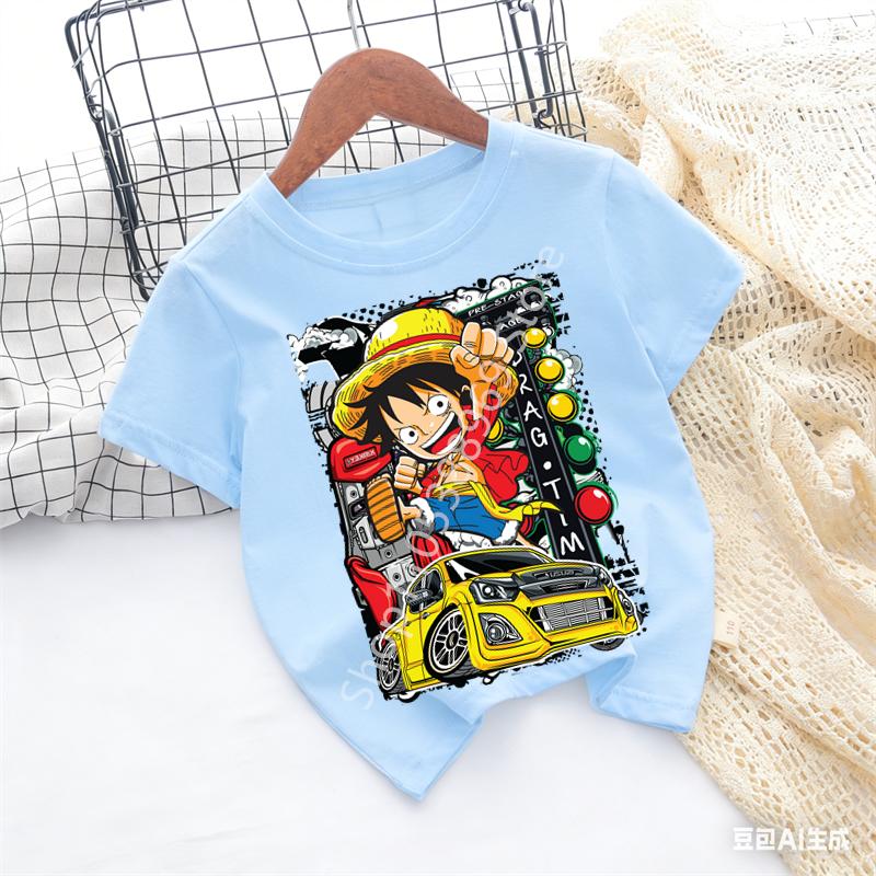 Cartoon Anime One Pieces Tshirt Kids Clothes Boys Absorb Sweat Breathable TShirt Children Girls Tees Summer Teen Clothes