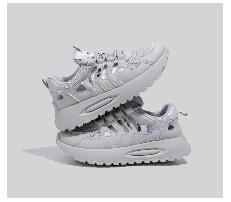 

Новые полые дышащие кроссовки Pops для женщин 2025 года, летние, для бега на открытом воздухе, для спорта, с толстой подошвой, для отдыха 35