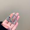 Square black and white striped ladies earrings