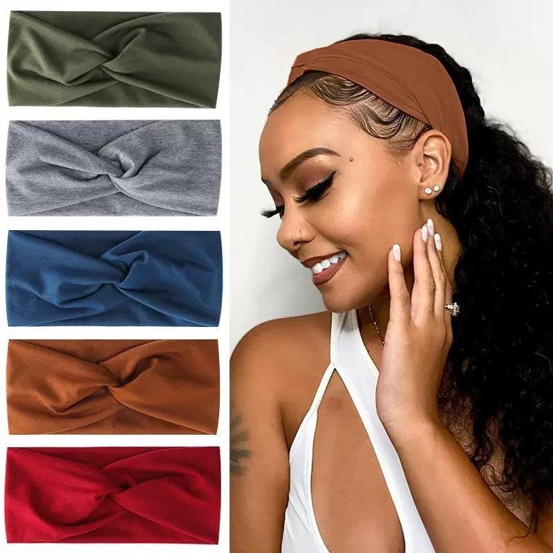 Women Knotted Sports Headband Soft Non Slip Elastic Sweatband for Yoga Pilates Running Dance Office Daily Hair Accessories