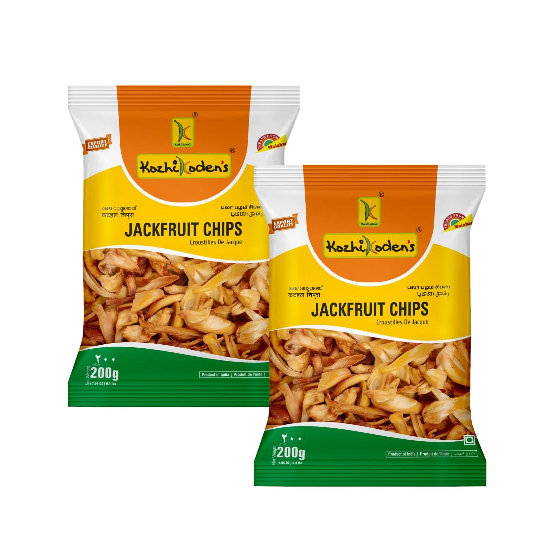 KOZHIKODEN S Jackfruit Chips - Authentic Kerala Snack | Crispy & Tasty | No Preservatives | Healthy & Natural 2x 200g,Combo Pack