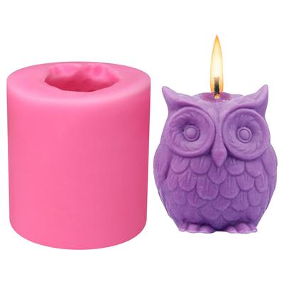 Stampo in silicone per candele a forma di gufo 3D, stampi per candele, stampi per dolci e cioccolato, per la fabbricazione di candele, stampi fatti a mano, stampi in gesso e cera