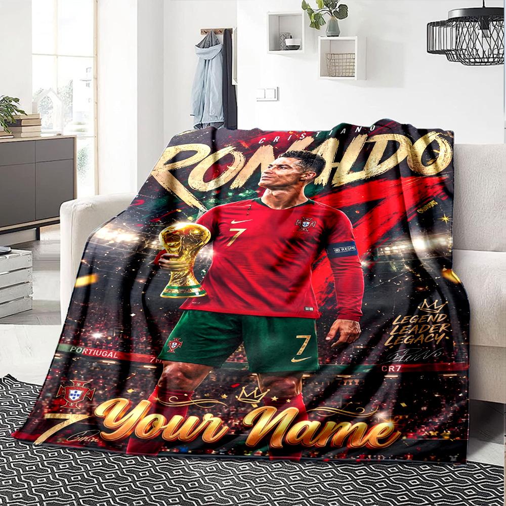 1pc Number 7 Soccer Blanket with Custom Name, Gift, for Men and Women, Soft Blanket, Good for Sofa Bed Couch Travel, Lightweight Flannel Blanket