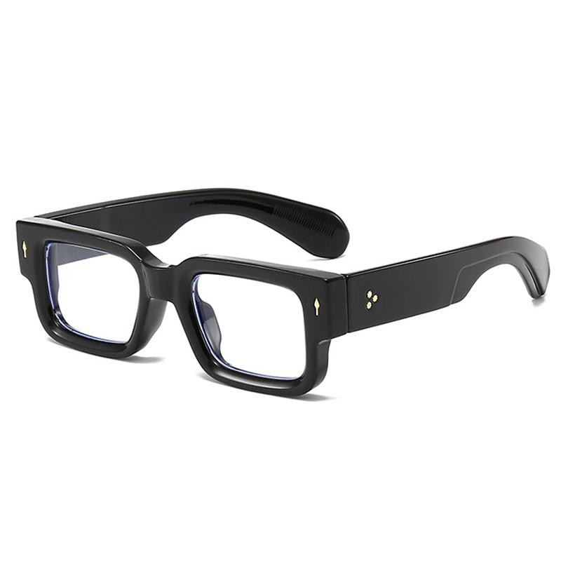SHAUNA Square Women Wide Legs Glasses Frame Clear Anti-Blue Light Eyewear Optical Men Retro Rivets Decoration Frame