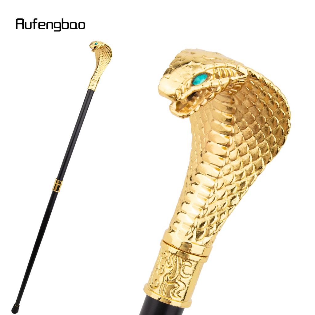 Goldener Luxus Kobra Schlangengriff Mode Gehstock für Party Dekoration Gehstock Eleganter Krummstab Knauf Gehstock 94cm