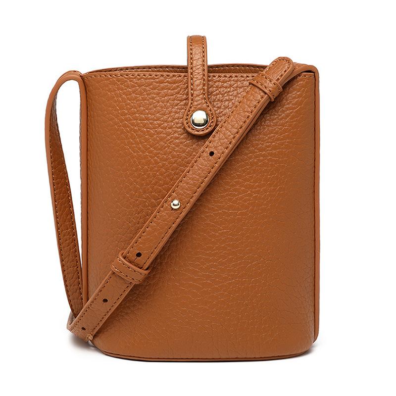 Mini lightweight soft leather bucket bag 2024 new fashion small bag for women Korean version textured casual crossbody phone bag