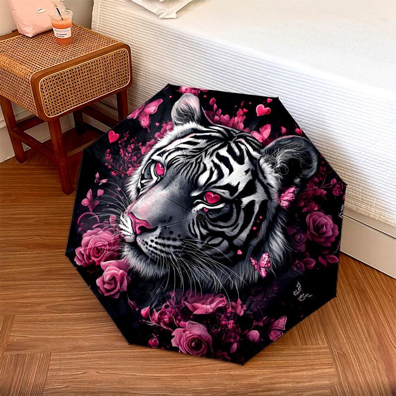 PinkAnimals Pattern Pattern New Style Umbrella, 1 Piece Automatic Folding Umbrella, Portable Travel Umbrella, Outdoor Umbrella, Birthday Gift