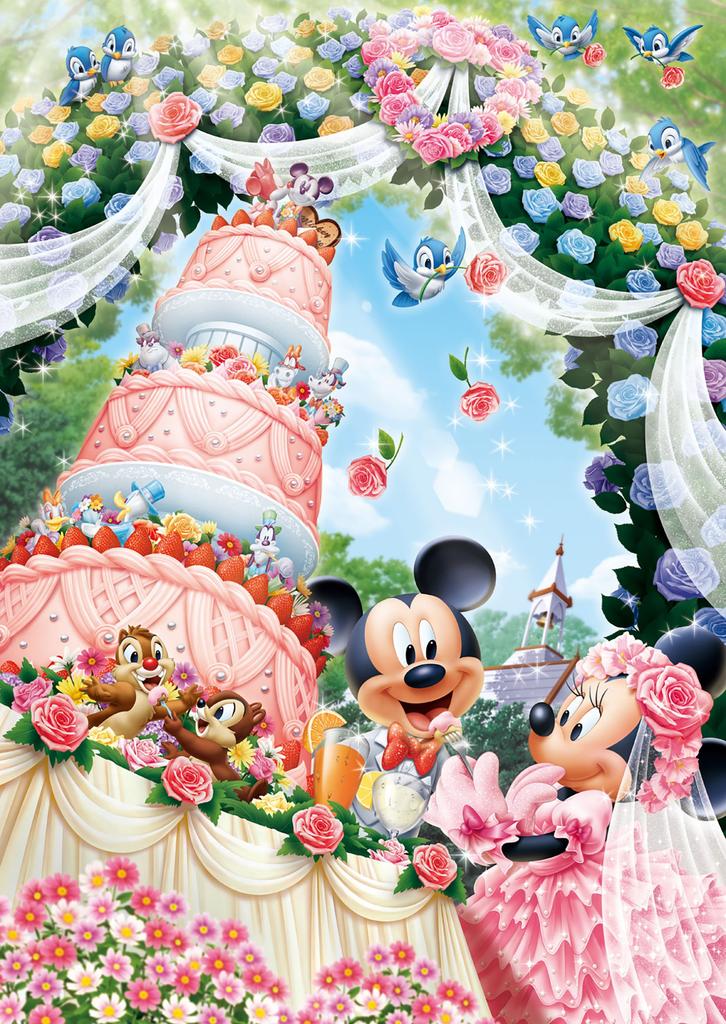 Tenyo in Holographic Jigsaw Puzzle Disney Sweet Wedding Dream Includes and Service Card (Tenyo) [Made Japan] 300-Piece (30.5x43cm) D-300-245, Glue,