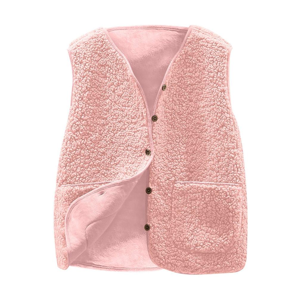 Women's Fashion Casual Loose Lamb Wool Female Short Winter Vest