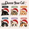 Desktop Cat Figurine Cute Shelf Sitter, Wooden Christmas Hat Peeking Desk Figurine, Funny Animal Small Statue Sign, Lover Gift for Holiday Home Office