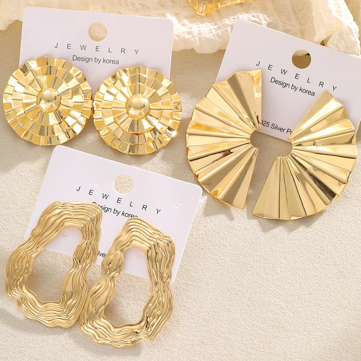 

3 Pcs Bohemian Irregular Earring Set for Women Vintage Exaggerated Creative Multi Layer Earrings Unique Daily Party Jewelry Gift