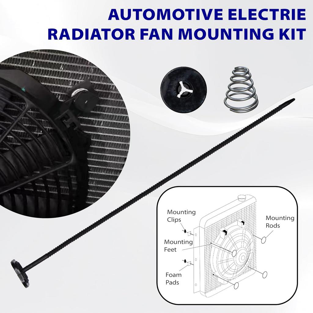 Automotive Fan Mounting Kit, Radiator Fan Zip Ties Clips Mounting Kit, Electric Mount Hold Down for Cooling Fan Transmission Cooler Radiator Fan Kit